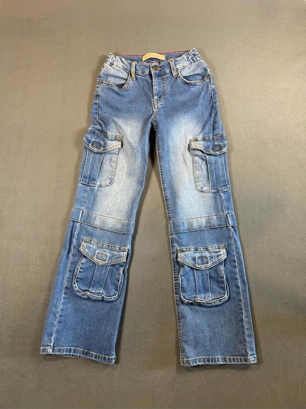 Y2K Love Trends Cargo Jeans Blue Denim Flare Pants